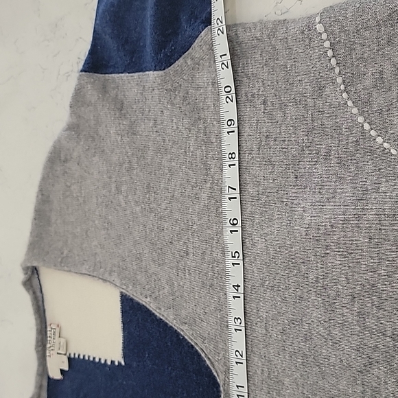 Label + Thread Wool Cashmere Colorblock Sweater | Grey Navy Cream | Size S - Picture 11 of 13